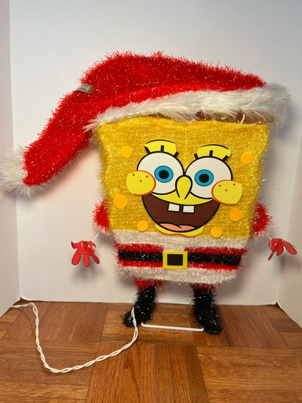 RARE Vintage 2012 SpongeBob Santa 3D Pre-Lit Tinsel Decor HTF